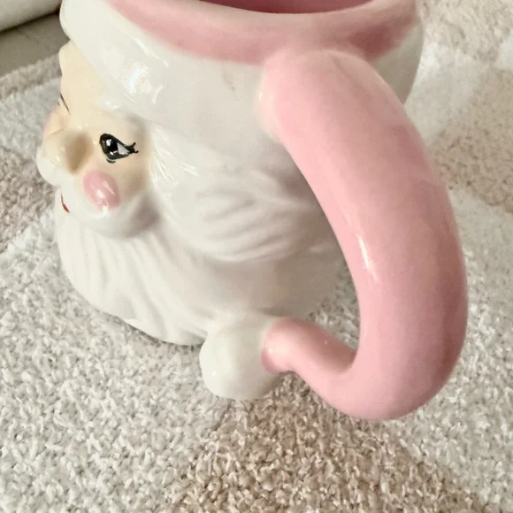 Vintage Inspired Pink Santa Mug Pastel Christmas - Picture 8 of 8